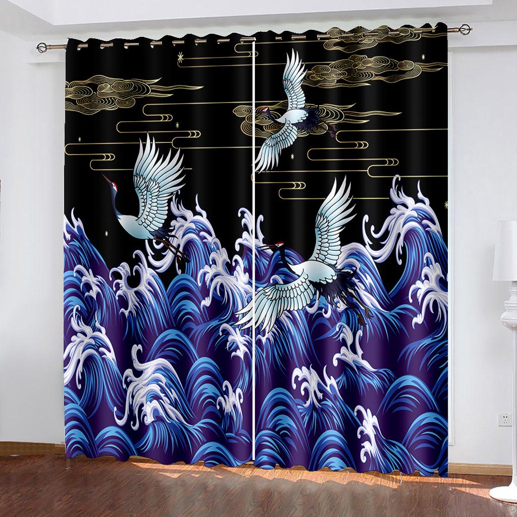 

3D Животные Белый Журавль Серия Затеняющие Шторы 2 шт. Гостиная Спальня Украшение Дома Крючок Перфорация 100W130H(CM)40x51in&Grommet Top