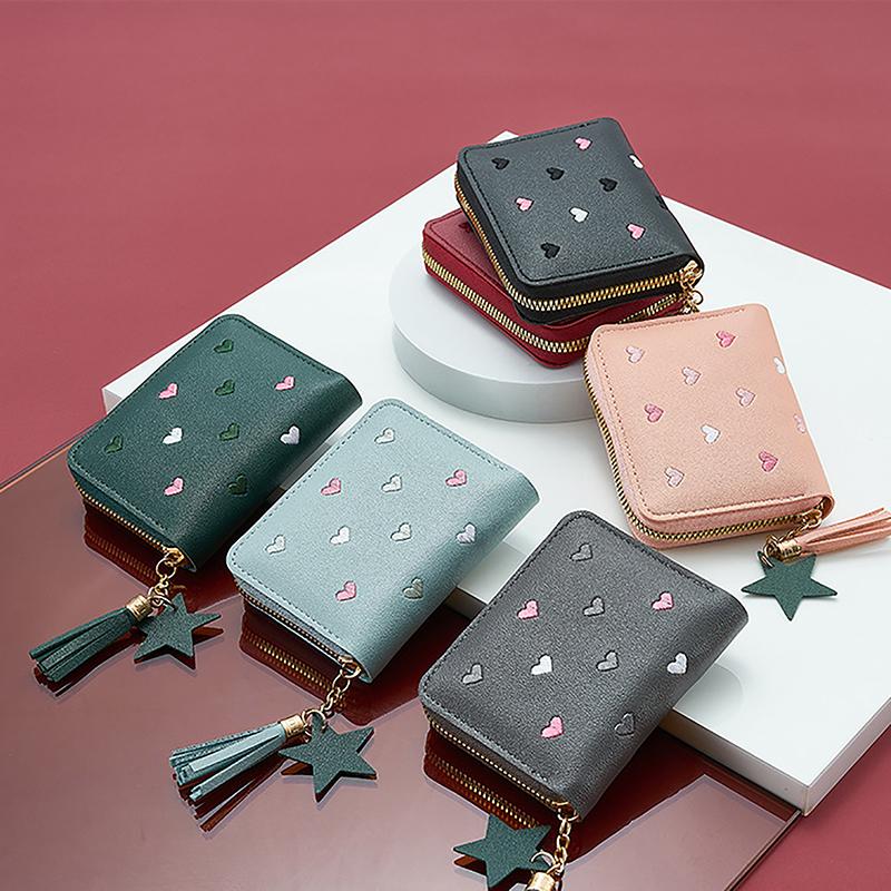 Women Wallet Ladies Mini Small Short Tassel Wallet Cute Girl Zipper Pu Leather Coin Purse Female Hand Wallet Purse