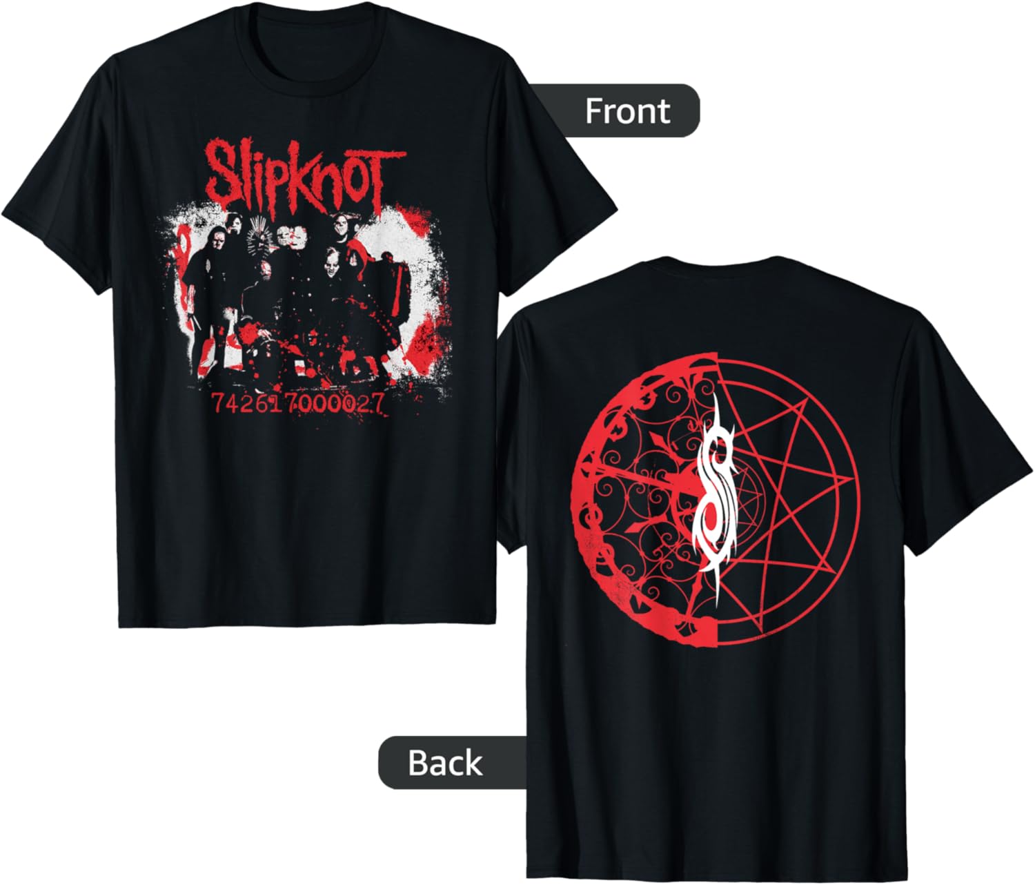 Slipknot Men s Unisex-Adults Black with Slipknot Band Photo Unisex T-Shirt L