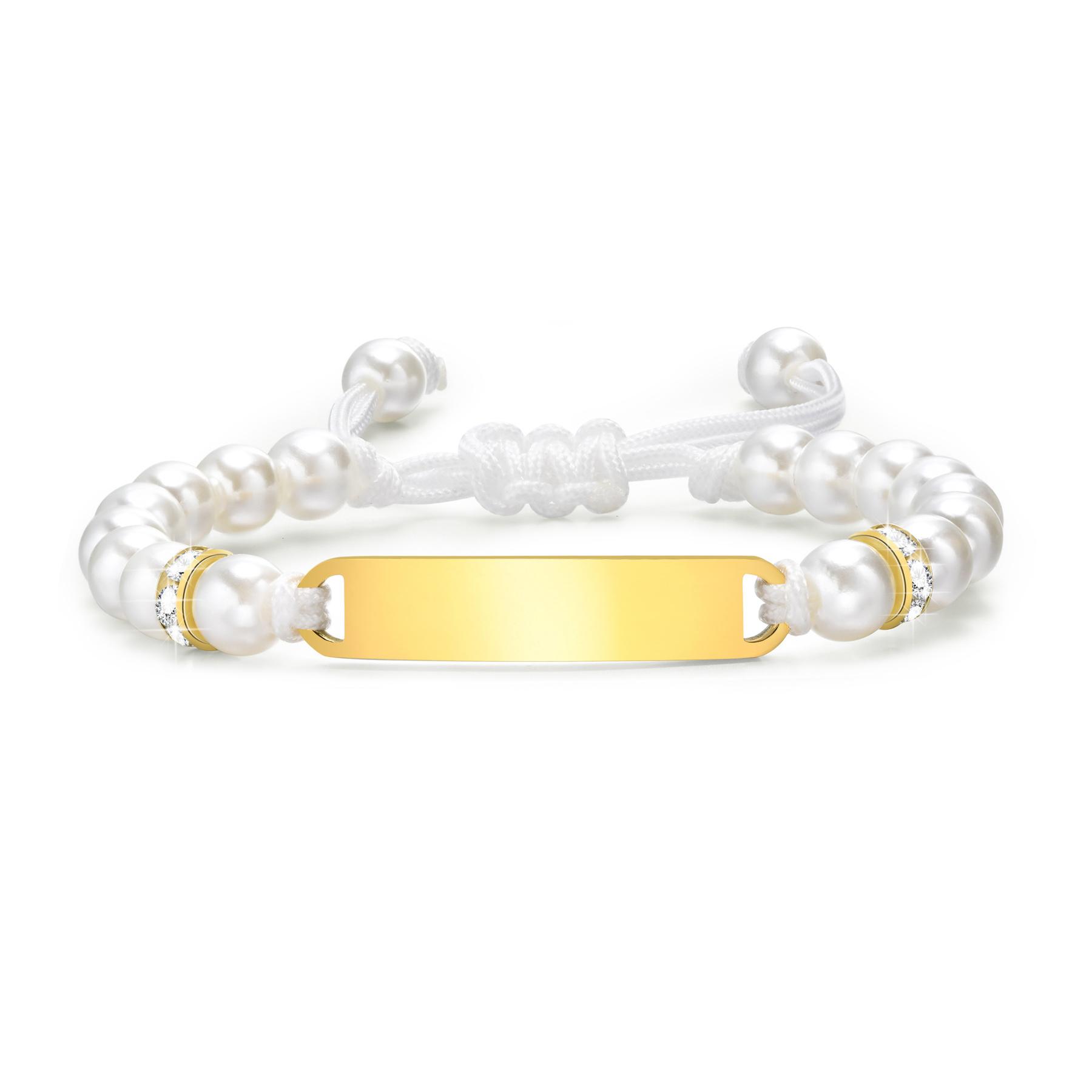 

Personalized Enrgave Name Bar ID Bracelet for Little Boy Girl, Charms Zirconia Handmade Braided Bracelet Birthday Gift