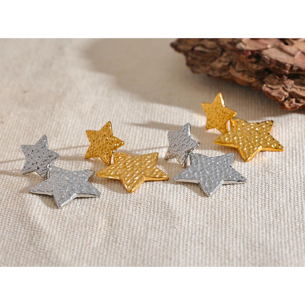 Yhpup New Stainless Steel Pentagram Star Dangle Earrings Bijoux Women Simple Metal Rust Proof Trendy Daily Gold Color Jewelry