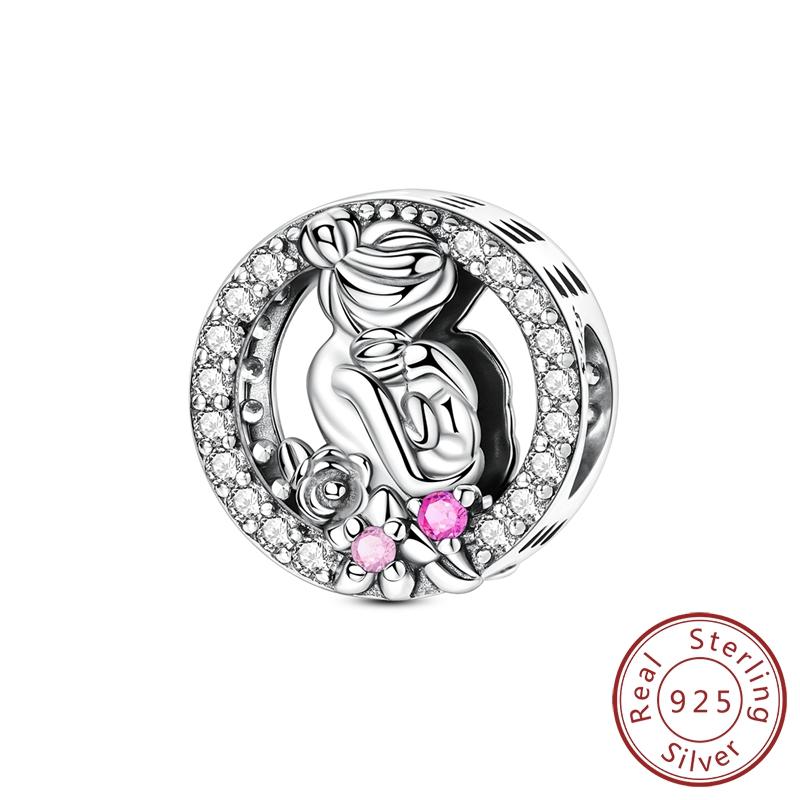 Real Copper Charms Luminous Firefly Butterfly Sunflower Pink Beads Fit Original Bracelet Women Birthday Diy Jewelry