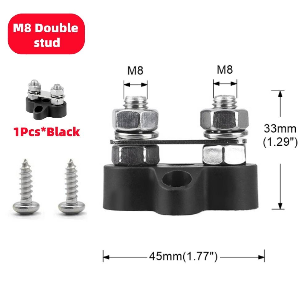 M6 M8 M10 Bus Bar 12V Terminal Block Studs BusBar 12V 5/16" 1/4" Negative Heavy Duty Power Distribution Stud for Truck RV Boat