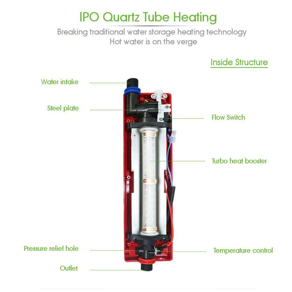 3000W Portable Mini Instant Electric Mini Tankless Water Heater 220V Hot Instantaneous Water Heater System for Kitchen Bathroom