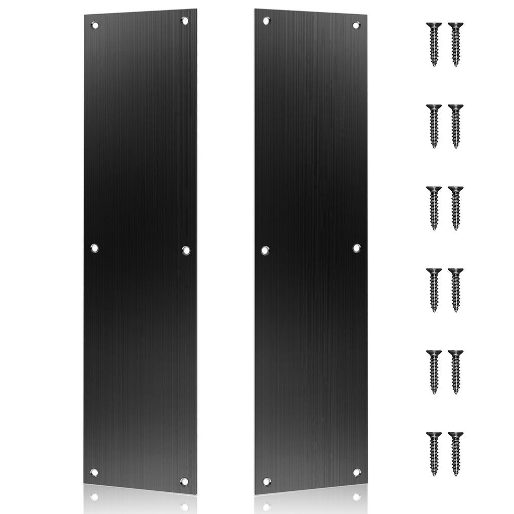 2 Pcs Push Door Plate 16X4 Stainless Steel Door Push Plate Door Kick Plate Black,Brushed Doorplate Door Proection Metal Plate