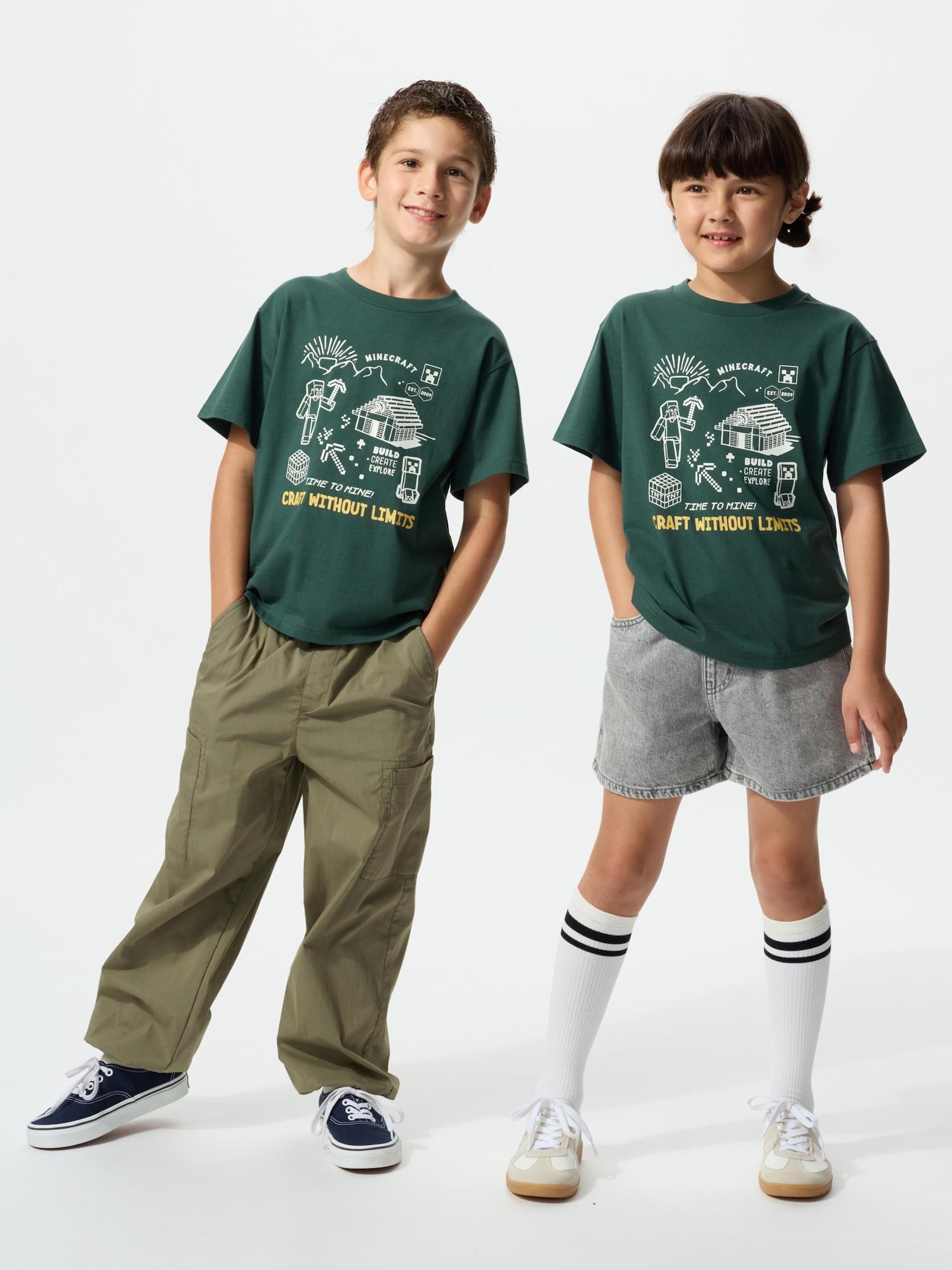 

UnIqlo KIds MInecrafT UT GraphIc T shorT Sleeve I 58 DARK GREEN/KIDS 100
