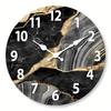 1pc Round Wooden Wall Clock, Modern Simple Marble Texture Pattern Design Wall Clock, Silent Clock, Suitable for Living Room, Din