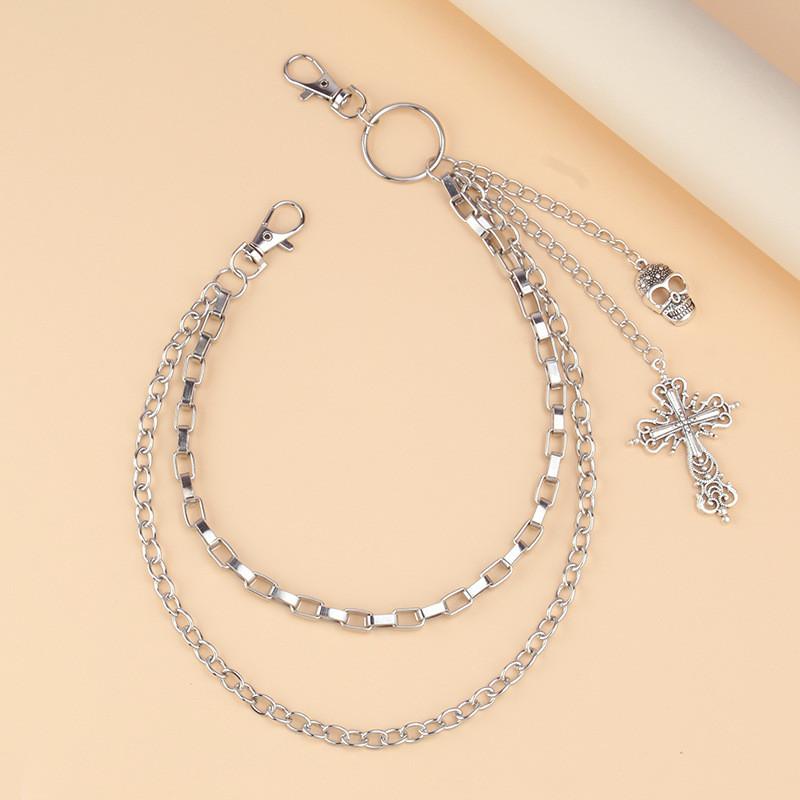 Hip Hop Schädel Kreuz Anhänger Gürtelkette Für Männer Frauen Street Style Accessoires