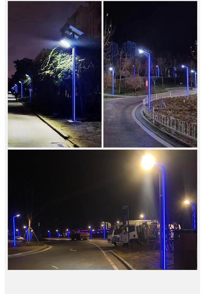 3m Aluminum Alloy 7-Shape LED Courtyard Light with Color-Changing Feature, Double Pole, Square Design