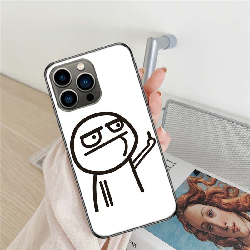 Funny Man Middle Finger Phone Case For Apple Iphone 16 15+ 17 Pro Max 14 Plus 16E Air 13 12 Mini Clear Cover Silicone Cute