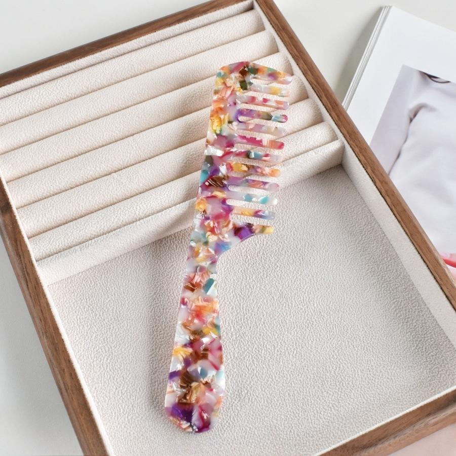 Acetic Acid Wide Teeth Comb Long Handle Women Girls Smooth Hair Comb Portable Traveling Styling Comb Comfortable Holiday Gifts