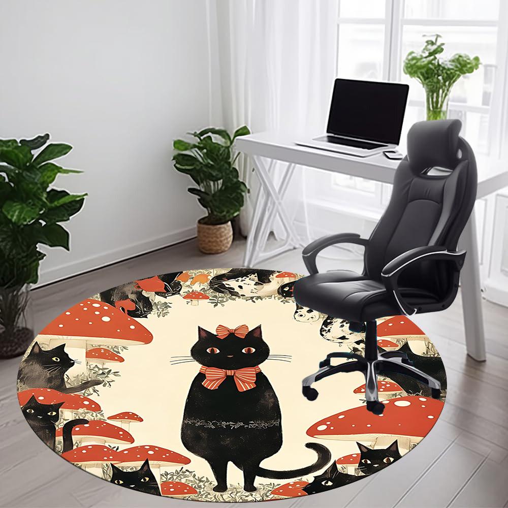 1PC Mystical Cats Office Round Area Rug, Indoor Mat Suitable For Office, Under Office Chairs Bedroom Living Room Home Decor, Room DecoT1223088