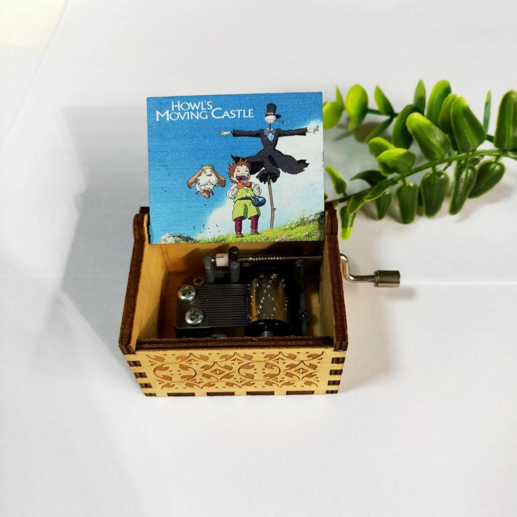 Hochwertige Handkurbel-Holzspieluhr - Thema Schloss im Himmel Kreatives Geschenk