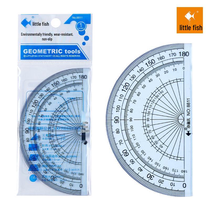 Little Fish Transparent Drawing & Drafting Set: Student Protractor & Triangle Rulers Individual Set