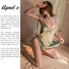 Sexy Lingerie Inner Underwear Nightwear One Piece Setup X033 [Agnel x] See-Through Women's (Pale Green, Free)