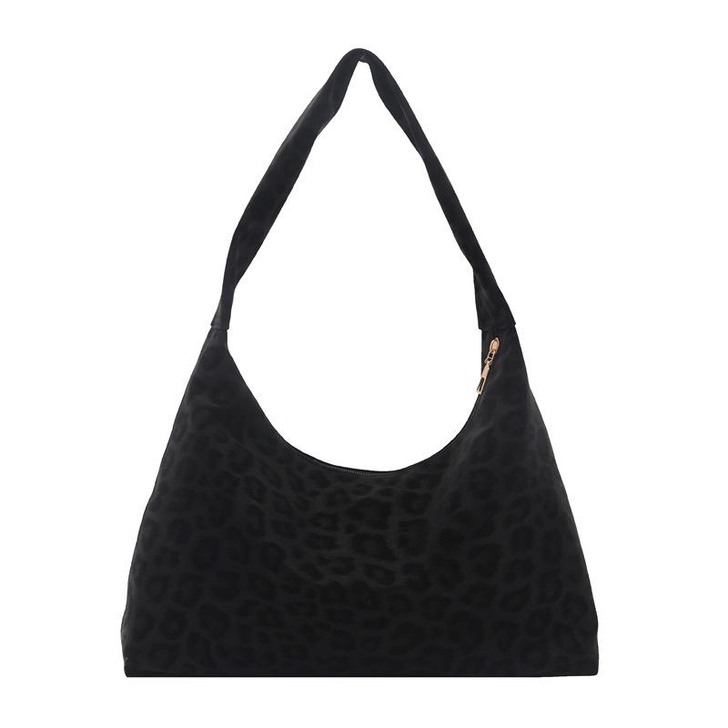 

Retro texture underarm bag women s new leopard print suede shoulder messenger bag чёрный