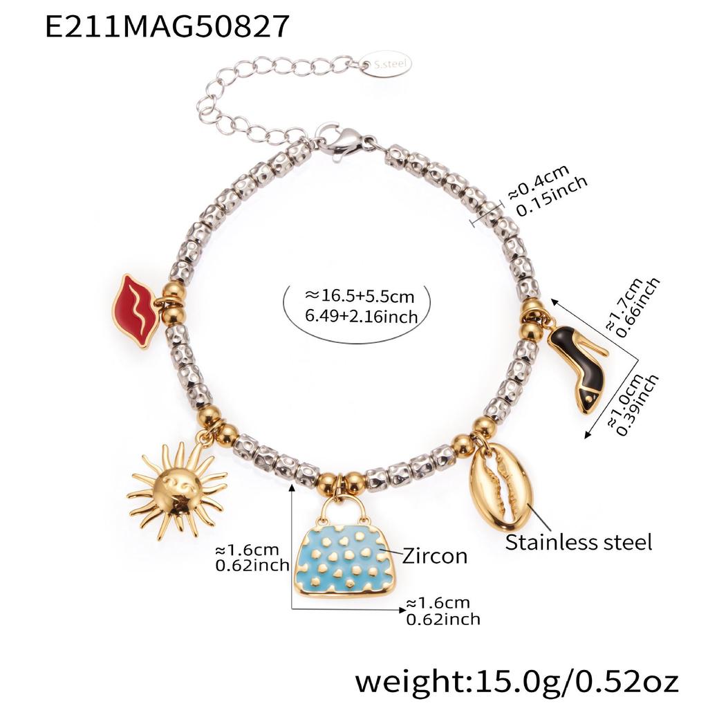 Qiong Yao Ocean DIY Beaded Bracelet Set: Starfish Shell 5A Zirconium Stainless Steel Ornament