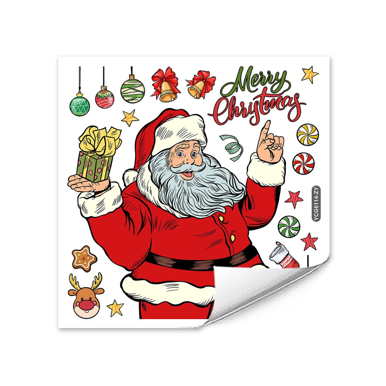 

Рождественские наклейки на окна 1 лист Рождественское украшение Дизайн наклеек на окна Подходит для Рождества Нового года Дом Школа Принадлежности для вечеринки One Size