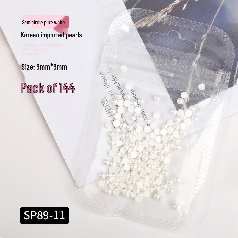 Korean Iridescent AB Pearl Nail Art Stickers - Various Sizes & Shapes