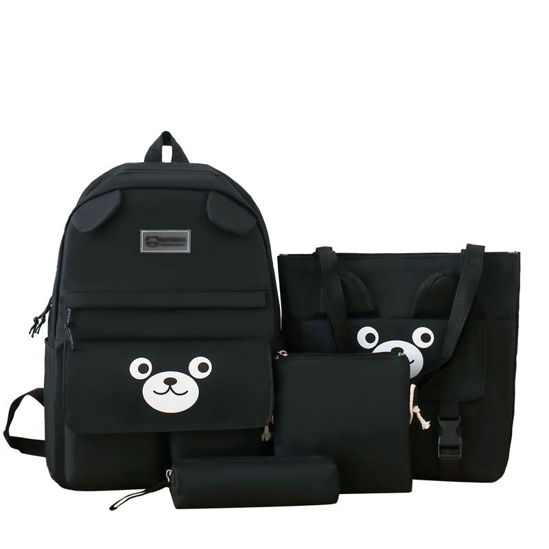 Large Capacity Little Bear Junior High School College Students' School Style Backpack Cartoon Casual Backpack Students' School Bag