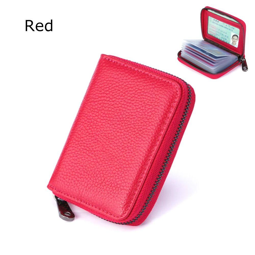 Practical Women Men 20 Detents Credit Card Holder Multi-function Zipper Leather Wallet Business Card Purses Fashion Card Case