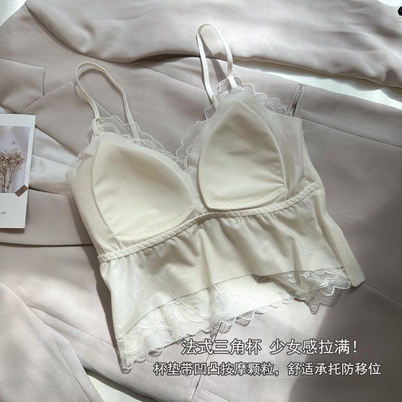 Pure lace beauty back, sling vest, underwear, thin style, with its own chest pad, integrated inside, can be worn outside, sexy base