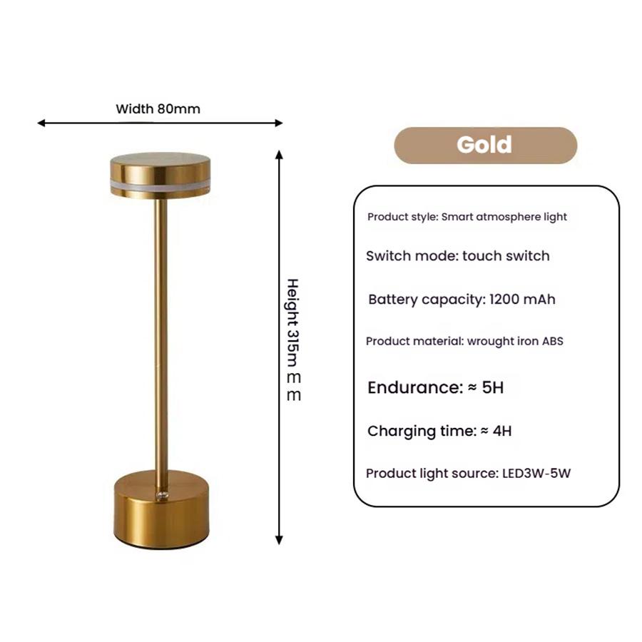 Touch Small Night Light LED Ambient Table lamp 3 Color Stepless Dimming Desk Light For Cafe Bar Restaurant Bedroom Decor Gift