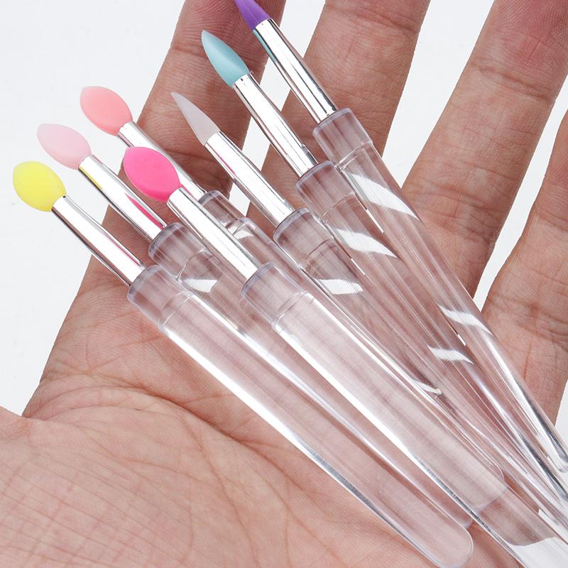 Disposable Portable Silicone Lipstick Brush with Dustproof Lid