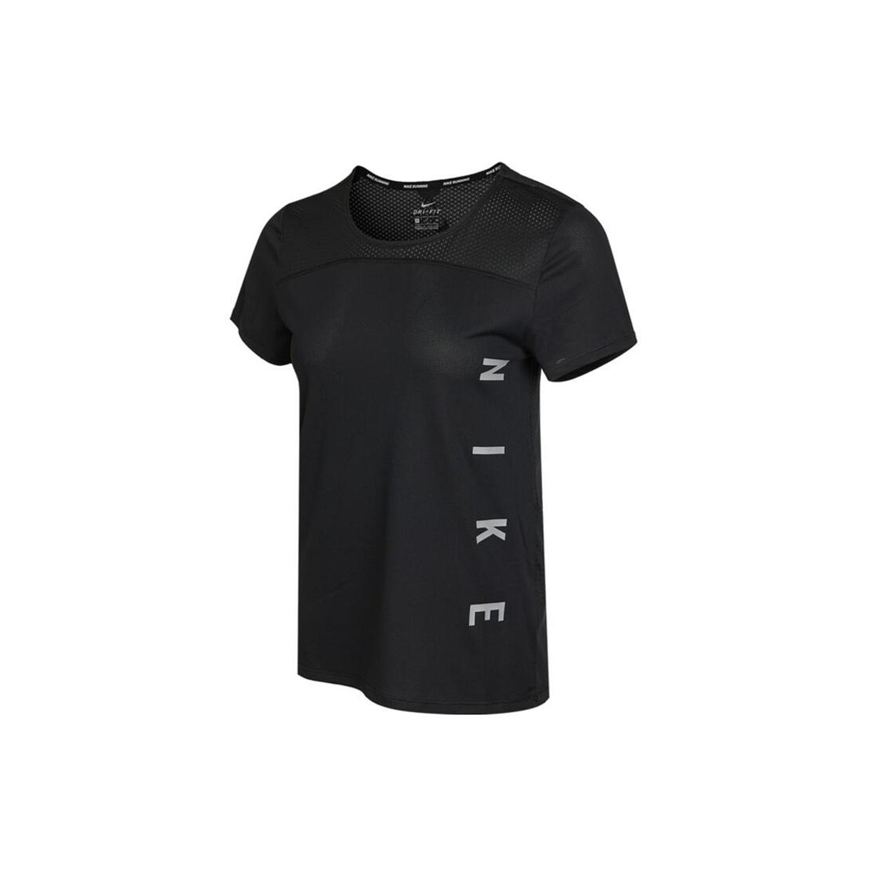 (WMNS) Nike Dri-FIT Reflective Logo Printing Quick Dry Breathable Sports Short Sleeve Black T-Shirt Women s DA1247-010 S