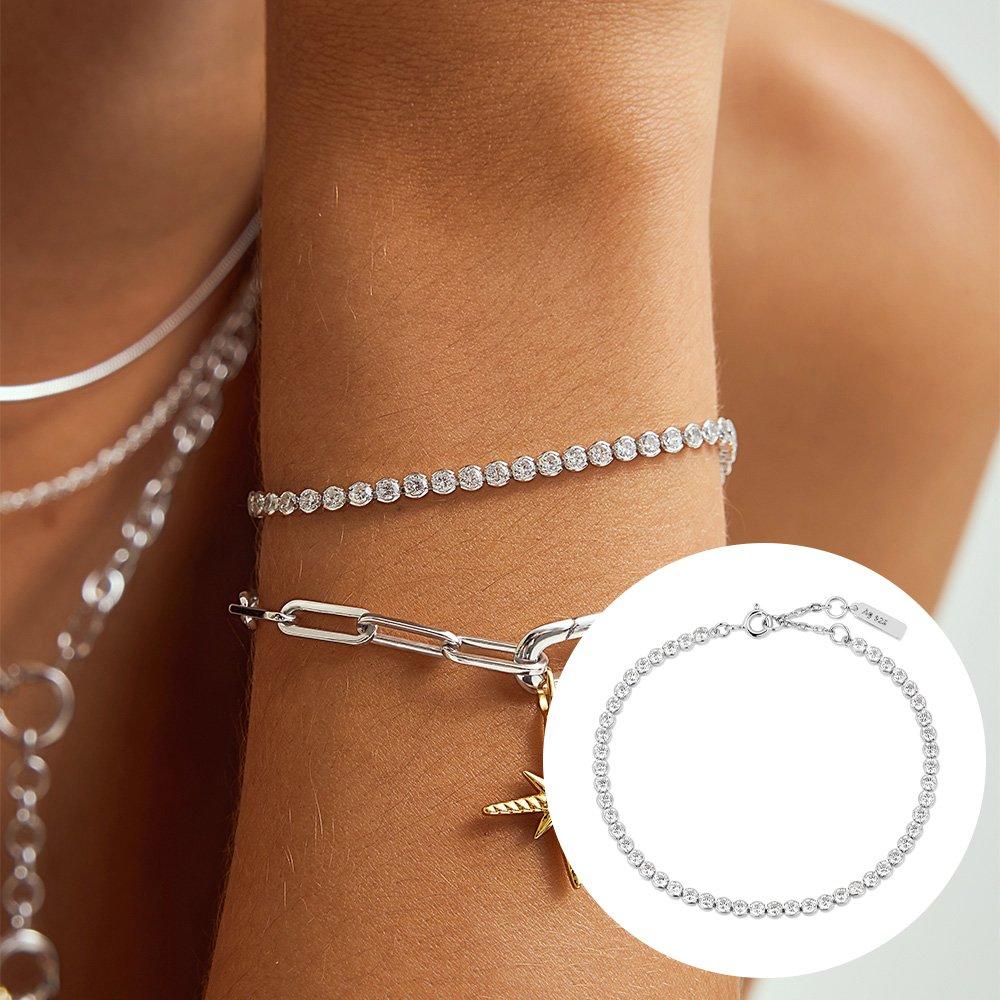 

[Shipped on September 5th] [Worn by Myungsoo Kim] Low Bezel Set 925 Silver Bracelet B058-06H