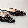 Summer New Rhinestone Pointed Thick Heel Sandals Women's Non-slip Soft-soled Breathable Versatile Bag Head Shoes