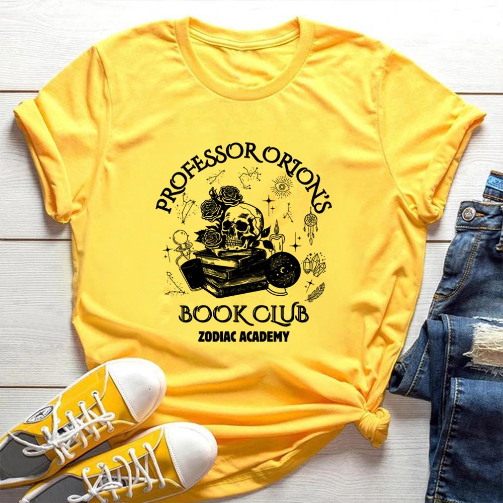 Zodiac Academy T-Shirt Professor Orions Buchclub Shirt Geschenk für Buchliebhaber Fantasy-Leser Bücherwurm Rundhals-T-Shirt Geschenk für Sie