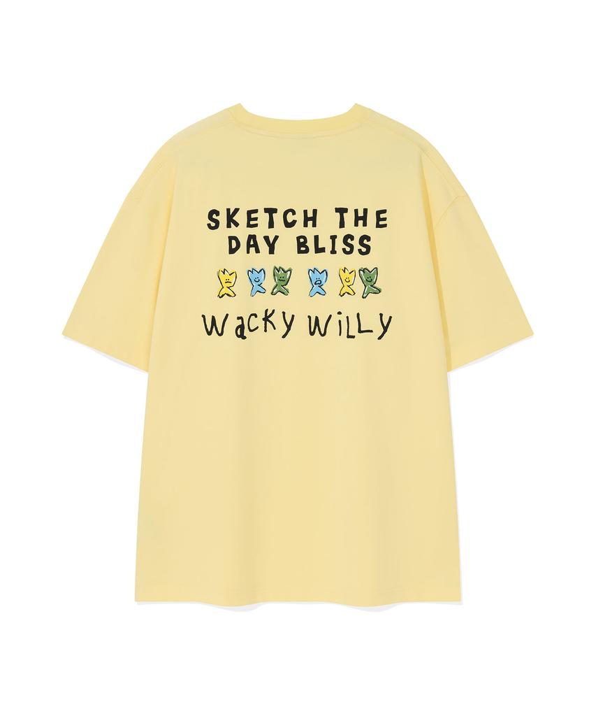 WACKY WILLY Kiki Typographic Short Sleeve T-Shirt Yellow