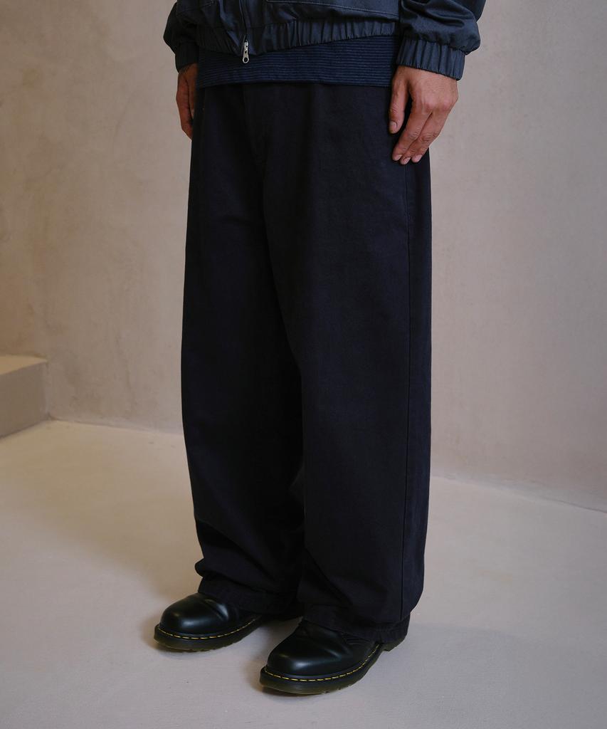 Daibeuin Washed Loosed Wide Cotton Pants (Navy)