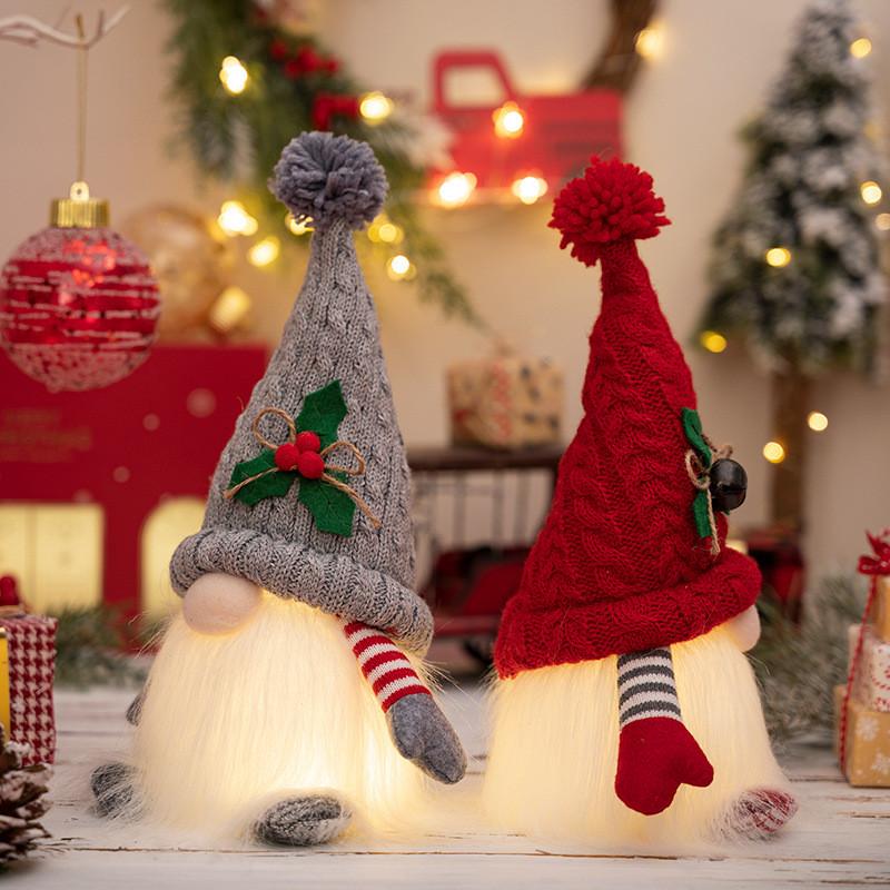 Crafted Light Beautifully Up Christmas Gnome With Warm Knitted Hat For Seasonal Decor