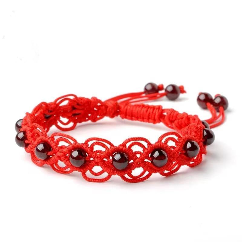 Agate Red Rope Hand-Woven Flower Blooming Rich Bracelet Ethnic Style Exquisite Couple Girlfriend Fashion Jewelry Handmade Auspicious Clouds