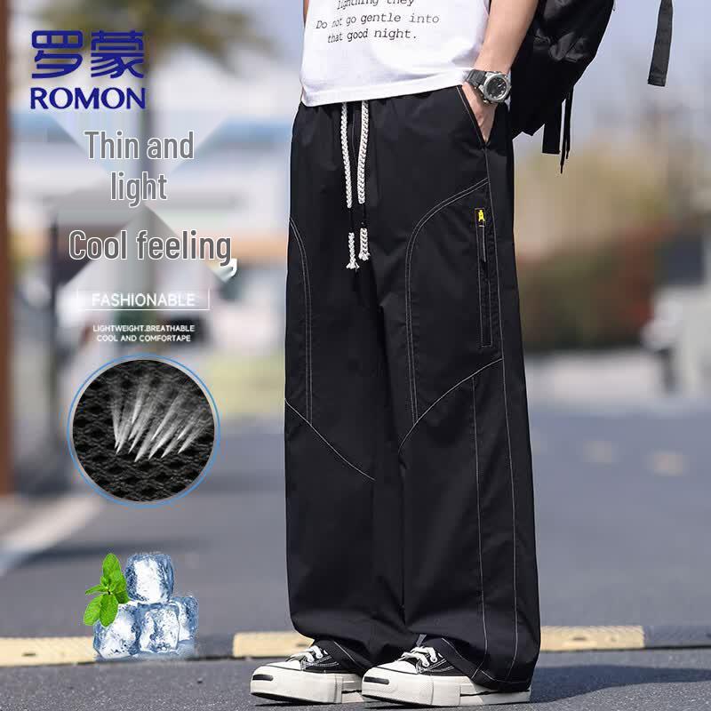 ROMON Men's Summer Ice-Cool Straight Leg Casual Pants