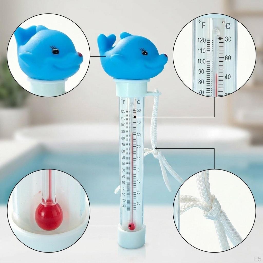 Floating Pool Thermometer Portable Water for Pond Spas Tubs 9x19cm Crab