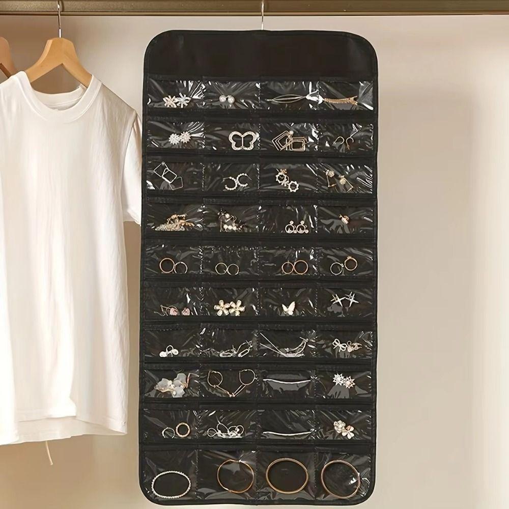 Large Capacity Jewelry Storage Bag Foldable Hanging Storage Bag  Accessories Display