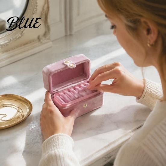 Compact Travel Accessory Style Organizer Slot Jewelry Box Multi Portable Ring Case Simple Metal Snap