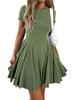 Damen Sommer Mini-Kleid mit ausgestelltem Rock, A-Linie und Falten