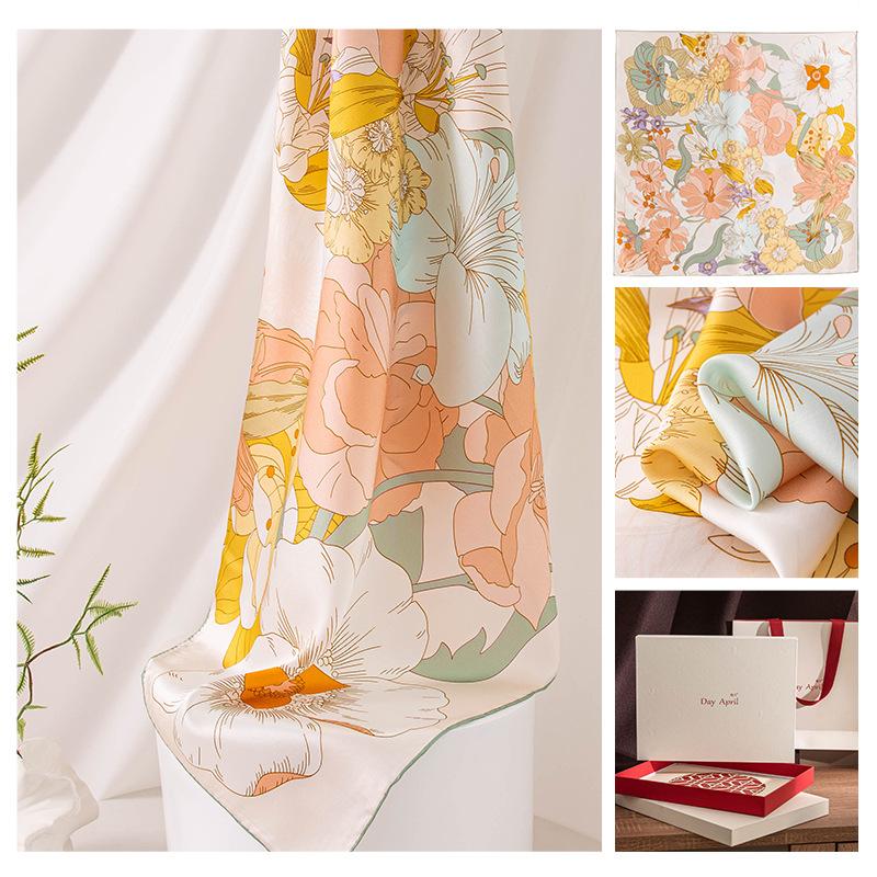 Summer new mulberry silk silk scarf women's outer scarf shawl square scarf versatile cross-border