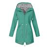 Damen Solid Stripe Regenjacke Outdoor Plus Wasserdichter Regenmantel mit Kapuze und winddicht