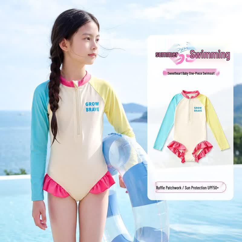 Moonkids Girls  Long Sleeve UPF50+ One-Piece Swimsuit 140cm