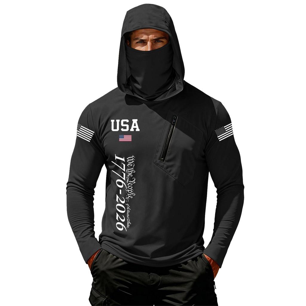 Camiseta Casual con Capucha de Manga Larga para Hombre con Protección Solar