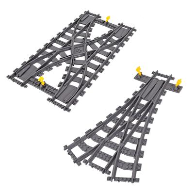 Moc City Train Rail Crossing Tracks Set Stud Gap Triple Switch Bricks Building Blocks Technical Enlighten Toys For Kids