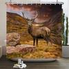 Deer Bathroom Shower Curtain Elk Highland Cow Peacock Forest Mountain Animal Polyester Hanging Curtains Home Bathroom Decor Set