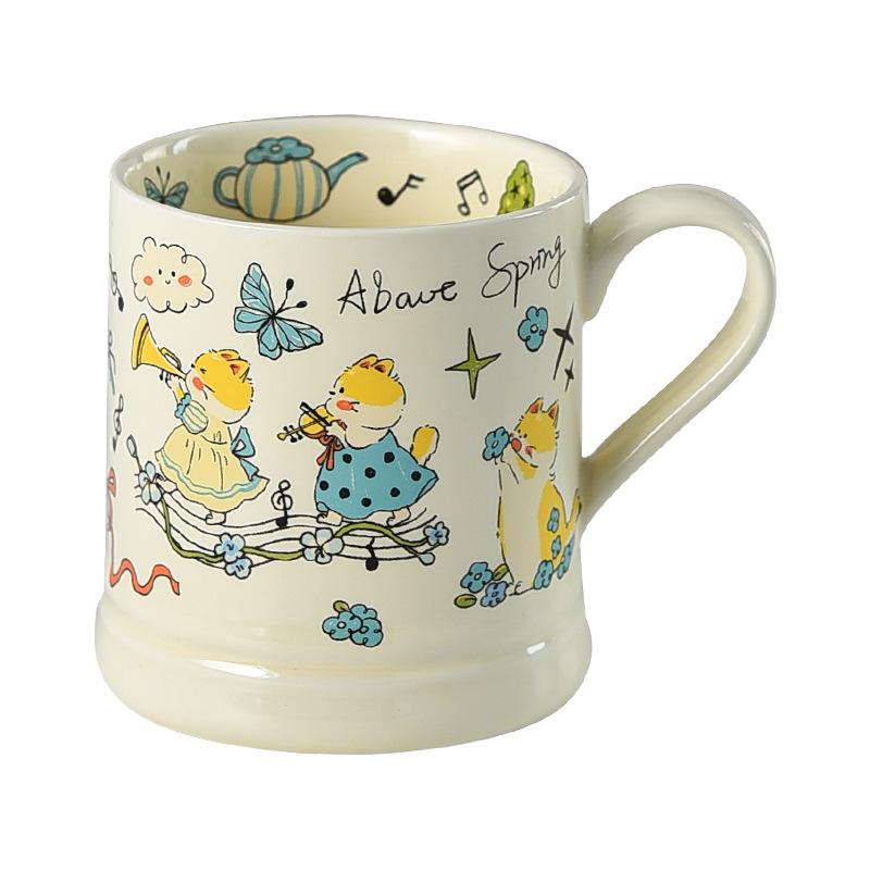 High Value Ceramic Mug Retro Cute Milk Cup French Home Microwave Oven Can Heat Couple Cups for Women