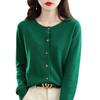 Cardigan Solid Color Spring New Knitted Sweater Short Women's Round Neck Slim Sweater Bottoming Long Sleeve Large Size Jacket