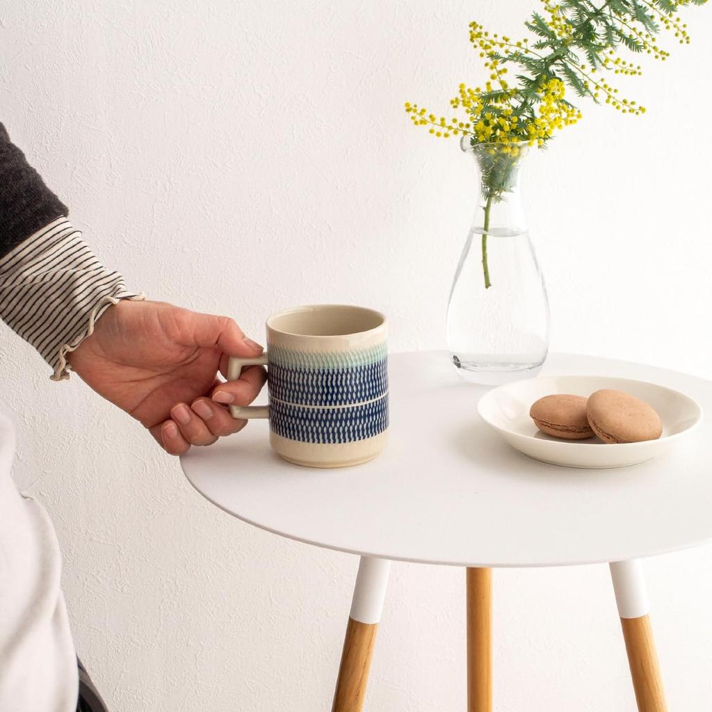 EDITIONS Shofu Kiln Mug Mino Ware Made In Japan KANNA Flying Plane Handmade Pottery Blue